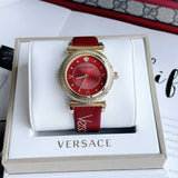 Versace V-Motif Red Dial Red Leather Strap Watch for Women - VERE00418 Authentic Buy Shop Now