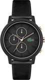 Lacoste 12.12 Chronograph Black Dial Black Silicon Strap Watch for Men - 2011247 Authentic Buy Shop Now