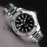 Tag Heuer Aquaracer Quartz Diamonds Black Dial Two Tone Steel Strap Watch for Men - WAY131E.BA0913 Authentic Buy Shop Now
