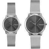 Calvin Klein Minimal Black Dial Silver Mesh Bracelet Watch for Men - K3M21123 Authentic Buy Shop Now