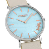 Coach Perry Blue Mother of Pearl Dial White Leather Strap Watch for Women - 14503270 Authentic Buy Shop Now