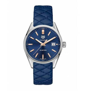 Tag Heuer Carrera Quartz Blue Dial Blue Calfskin Leather Strap Watch for Women - WAR1112.FC6391 Authentic Buy Shop Now