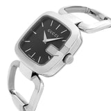 Gucci G Gucci Black Dial Silver Steel Strap Watch For Women - YA125407 Authentic Buy Shop Now