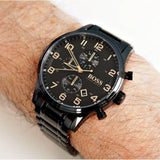 Hugo Boss Aeroliner Black Dial Black Steel Strap Watch for Men - 1513275 Authentic Buy Shop Now