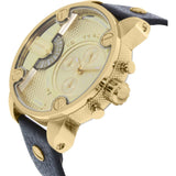 Diesel Mr Daddy Gold Dial Black Leather Strap Watch For Men - DZ7363 Authentic Buy Shop Now