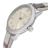Burberry The Classic Guilloche Silver Dial Grey Leather Strap Watch for Women - BU10113 Authentic Buy Shop Now