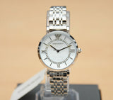 Emporio Armani Gianni T-Bar Mother of Pearl Dial Silver Stainless Steel Watch For Women - AR1908 Authentic Buy Shop Now