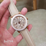 Burberry Chronograph Rose Gold Dial Beige Leather Strap Watch for Women - BU9704 Authentic Buy Shop Now