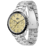 Lacoste Boston Chronograph Beige Dial Silver Steel Strap Watch for Men - 2011271 Authentic Buy Shop Now