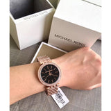 Michael Kors Darci Black Dial Rose Gold Steel Strap Watch for Women - MK3402 Authentic Buy Shop Now