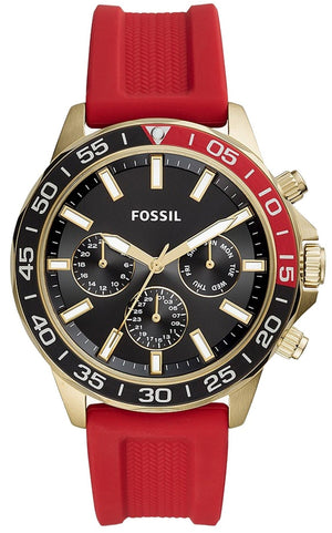 Fossil Bannon Multifunction Black Dial Red Silicone Strap Watch for Men - BQ2499 Authentic Buy Shop Now