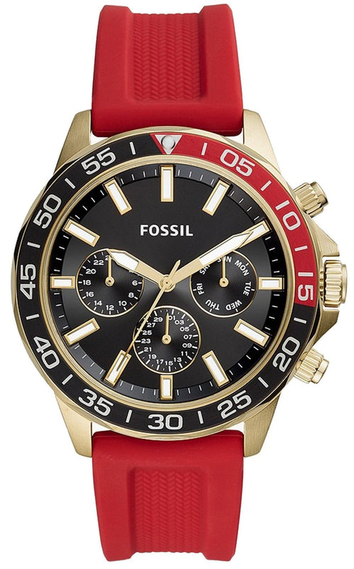 Fossil Bannon Multifunction Black Dial Red Silicone Strap Watch for Men - BQ2499 Authentic Buy Shop Now