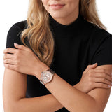 Michael Kors Ritz Analog Crystals Silver Dial Rose Gold Steel Strap Watch for Women - MK6863 Authentic Buy Shop Now