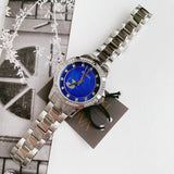 Bulova Crystal Collection Blue Mother of Pearl Dial Silver Steel Strap Watch for Women - 96L238