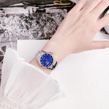 Bulova Crystal Collection Blue Mother of Pearl Dial Silver Steel Strap Watch for Women - 96L238 Authentic Buy Shop Now