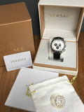Versace V-Ray Quartz Silver Dial Black Leather Strap Watch for Men - VDB010014 Authentic Buy Shop Now