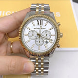 Michael Kors Lexington Silver Dial Two Tone Steel Strap Watch for Men - MK8344 Authentic Buy Shop Now