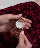 Guess Crystalline Diamonds Gold Dial Gold Steel Strap Watch for Women - GW0114L2 Authentic Buy Shop Now