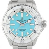 Breitling Superocean Automatic 36 Turquoise Dial Silver Steel Strap Watch for Men - A17377211C1A1 Authentic Buy Shop Now