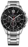 Tommy Hilfiger Luke Chronograph Black Dial Silver Steel Strap Watch for Men - 1791104 Authentic Buy Shop Now