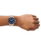 Emporio Armani World Explorer Chronograph Blue Dial Two Tone Steel Strap Watch for Men - AR11740 Authentic Buy Shop Now