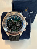 Breitling Superocean Heritage B01 Chronograph 44 Limited Edition Green Dial Black Mesh Bracelet Watch for Women - UB01622A1L1S1 Authentic Buy Shop Now