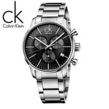 Calvin Klein Post Minimal Chronograph Black Dial Silver Steel Strap Watch for Men - K7627161 Authentic Buy Shop Now