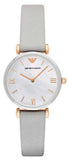 Emporio Armani Gianni T Bar Quartz Mother of Pearl Dial White Leather Strap Watch For Women - AR1965 Authentic Buy Shop Now