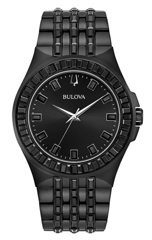 Bulova Crystal Collection Phantom Black Dial Black Steel Strap Watch for Men - 98A240 Authentic Buy Shop Now