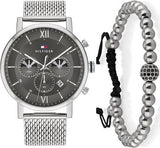 Tommy Hilfiger Evan Grey Dial Silver Mesh Bracelet Watch for Men - 1710396 Authentic Buy Shop Now