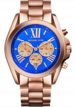 Michael Kors Bradshaw Quartz Blue Dial Rose Gold Steel Strap Watch For Women - MK5951 Authentic Buy Shop Now