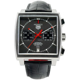 Tag Heuer Monaco Calibre 12 Final Edition Chronograph Grey Dial Black Leather Strap Watch for Men - CAW211J.FC6476 Authentic Buy Shop Now