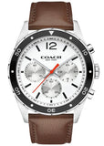 Coach Sullivan Chronograph White Dial Brown Leather Strap Watch for Men - 14602057 Authentic Buy Shop Now
