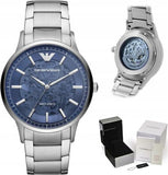 Emporio Armani Renato Automatic Blue Dial Silver Steel Strap Watch For Men - AR60037 Authentic Buy Shop Now