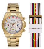 Guess Exclusive Multi Color White Dial Gold Steel Strap Watch for Women - GW0457L1 Authentic Buy Shop Now