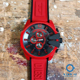 Diesel Mega Chief Chronograph Black Dial Red Rubber Strap Watch For Men - DZ4526 Authentic Buy Shop Now