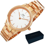 Daniel Wellington Iconic Link White Dial Rose Gold Steel Strap Watch For Women - DW00100209 Authentic Buy Shop Now