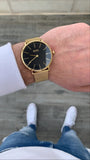 Hugo Boss Horizon Quartz Black Dial Gold Mesh Bracelet Watch For Men - HB1513735 Authentic Buy Shop Now