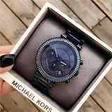 Michael Kors Parker Chronograph Blue Dial Blue Steel Strap Watch For Women - MK6418 Authentic Buy Shop Now