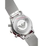 Emporio Armani Classic Chronograph Quartz Silver Dial Silver Mesh Bracelet Watch For Men - AR0390 Authentic Buy Shop Now