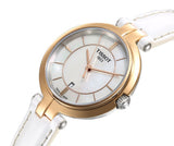 Tissot T Lady Flamingo Mother of Pearl White Dial White Leather Strap Watch For Women - T094.210.26.111.01 Authentic Buy Shop Now