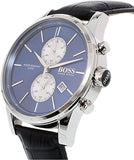 Hugo Boss Jet Blue Dial Black Leather Strap Watch for Men - 1513283 Authentic Buy Shop Now