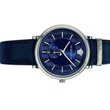Versace Menifesto Quartz Blue Dial Blue Leather Strap Watch For Men - VBQ01017 Authentic Buy Shop Now