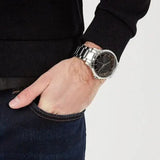 Armani Exchange Hampton Chronograph Black Dial Silver Steel Strap Watch For Men - AX2179 Authentic Buy Shop Now