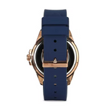 Guess Frontier DIamonds Gold Dial Blue Rubber Strap Watch For Women - W1160L3 Authentic Buy Shop Now