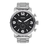 Fossil Nate Chronograph Black Dial Silver Steel Strap Watch for Men - JR1353 Authentic Buy Shop Now