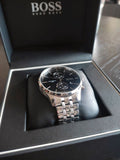 Hugo Boss Associate Black Dial Silver Steel Strap Watch for Men - 1513869 Authentic Buy Shop Now