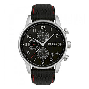 Hugo Boss Navigator Black Dial Black Leather Strap Watch for Men - 1513535 Authentic Buy Shop Now