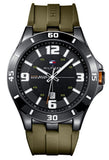 Tommy Hilfiger Drew Black Dial Green Rubber Strap Watch for Men - 1791065 Authentic Buy Shop Now