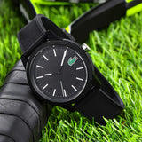 Lacoste 12.12 Black Dial Black Silicon Strap Watch for Men - 2010986 Authentic Buy Shop Now